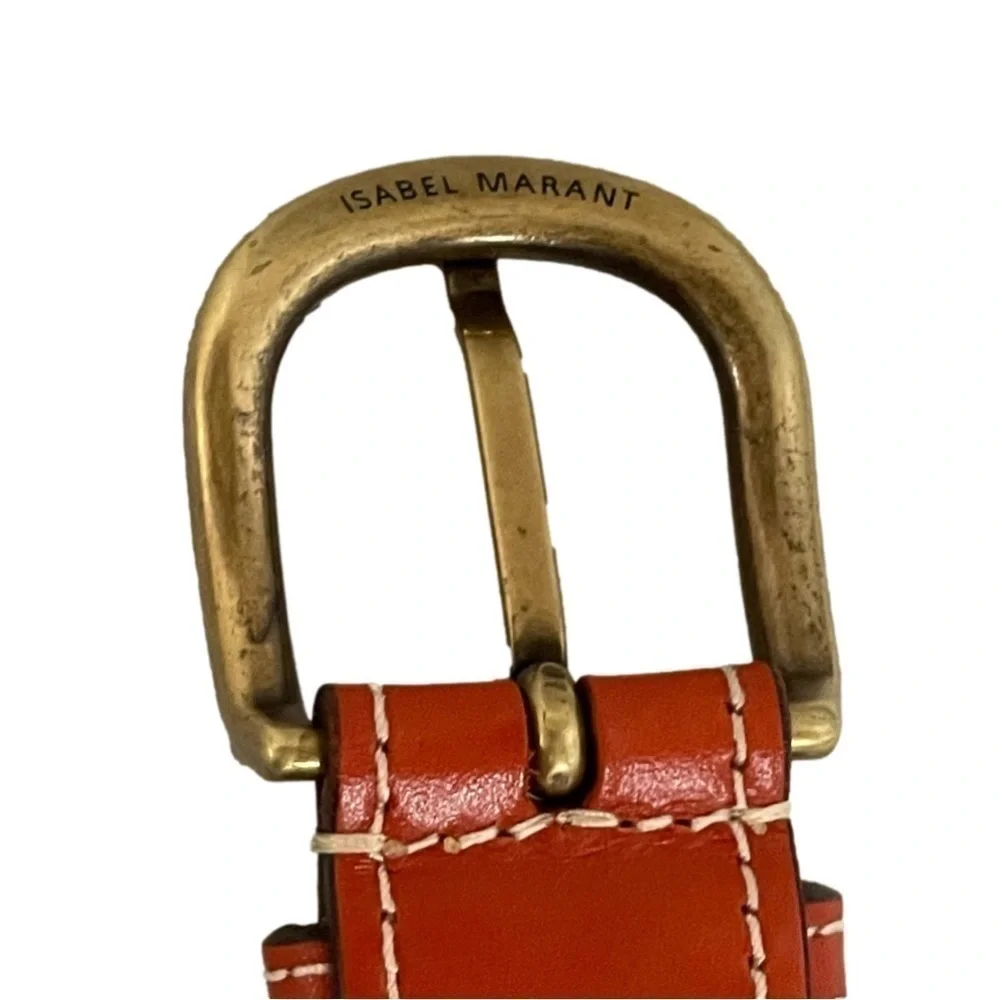 ISABEL MARANT WOMA EMBROIDERED LEATHER WAIST BELT IN NULL (BROWN)